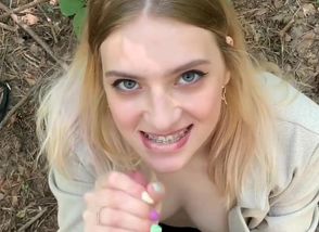 Suck job in the woods by petite..